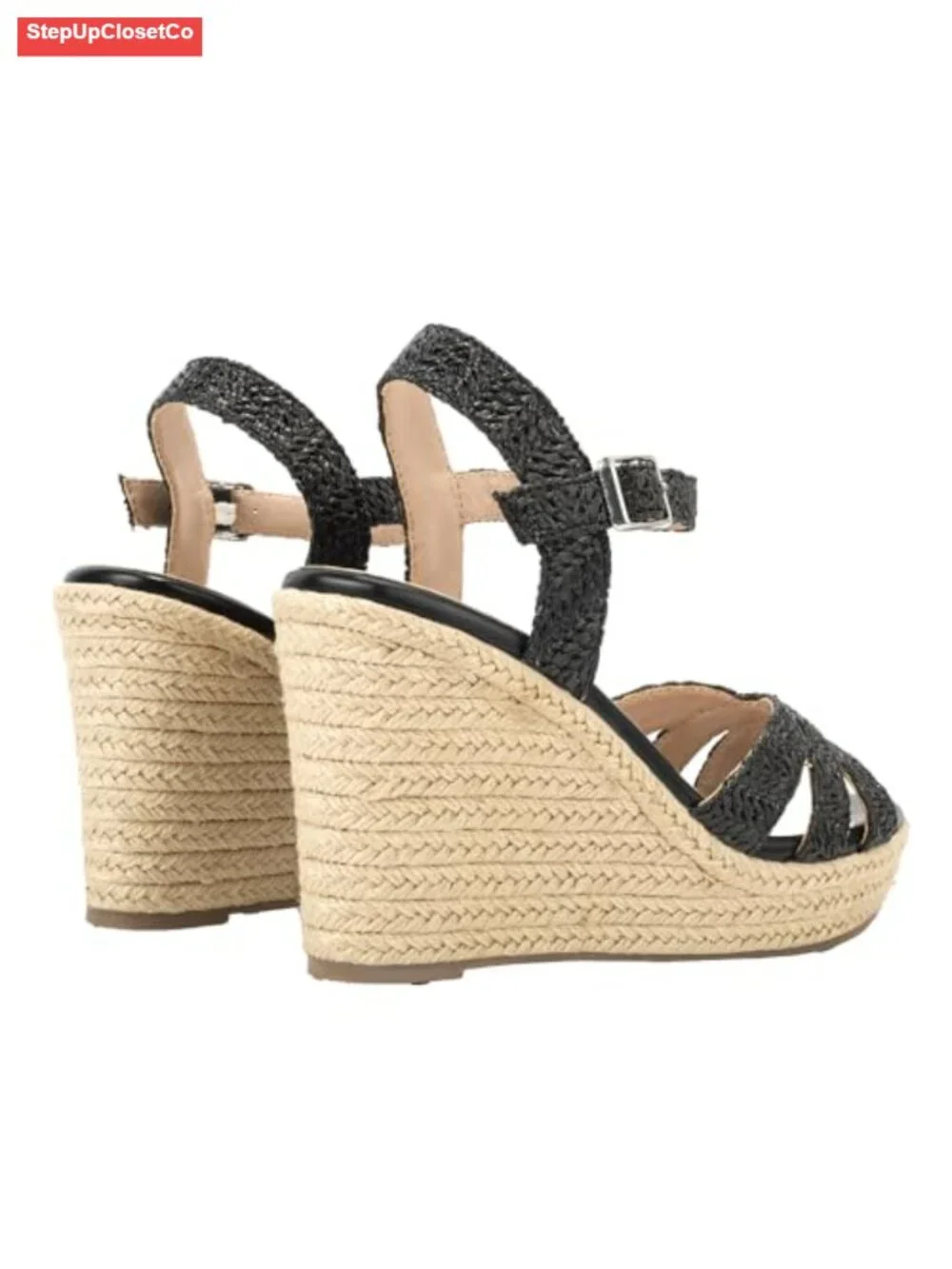 Raffia Woven Wedge Platform Sandals Espadrilles Open Toe Ankle Strap